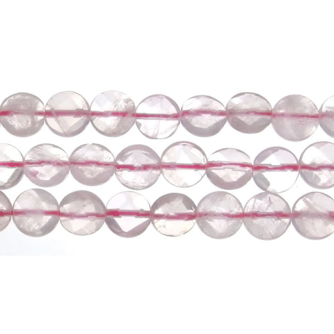 QUARTZ ROSE COIN FACETED 8 MM STRAND