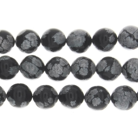 OBSIDIAN SNOWFLAKE ROUND 10 MM STRAND