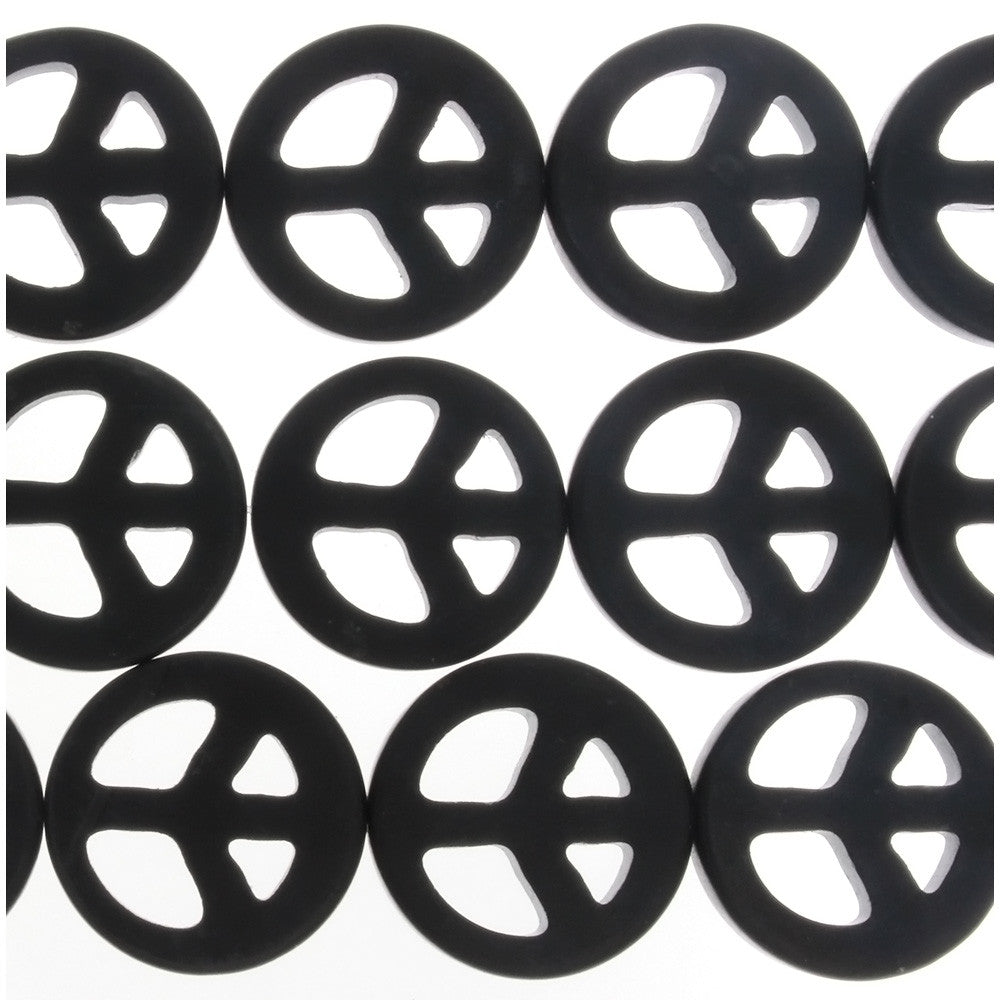 BLACK STONE PEACE SIGN 25 MM STRAND