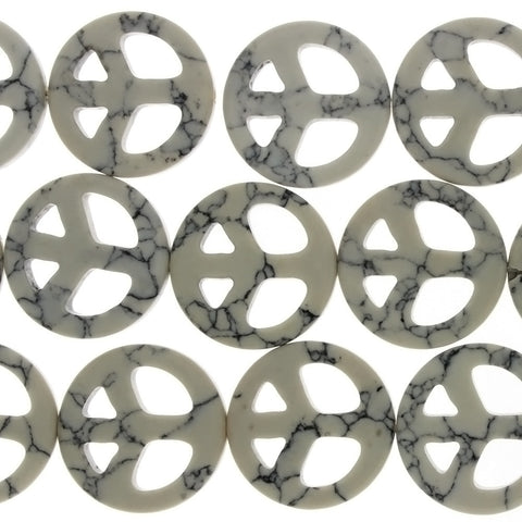 TURQUOISE MAGNESITE PEACE SIGN 25 MM STRAND