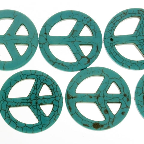 TURQUOISE MAGNESITE PEACE SIGN 34 MM STRAND