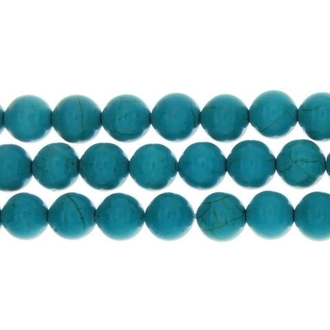 TURQUOISE MAGNESITE ROUND 10 MM STRAND