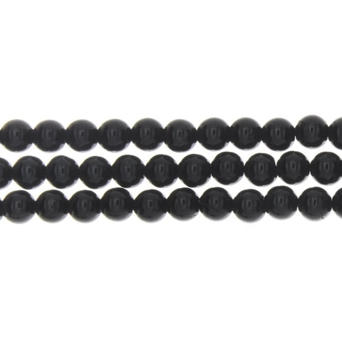 TOURMALINE BLACK ROUND 6 MM STRAND