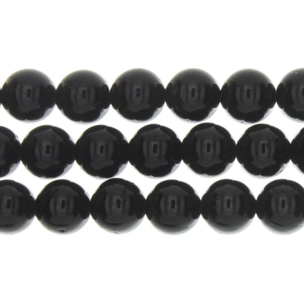 TOURMALINE BLACK ROUND 12 MM STRAND