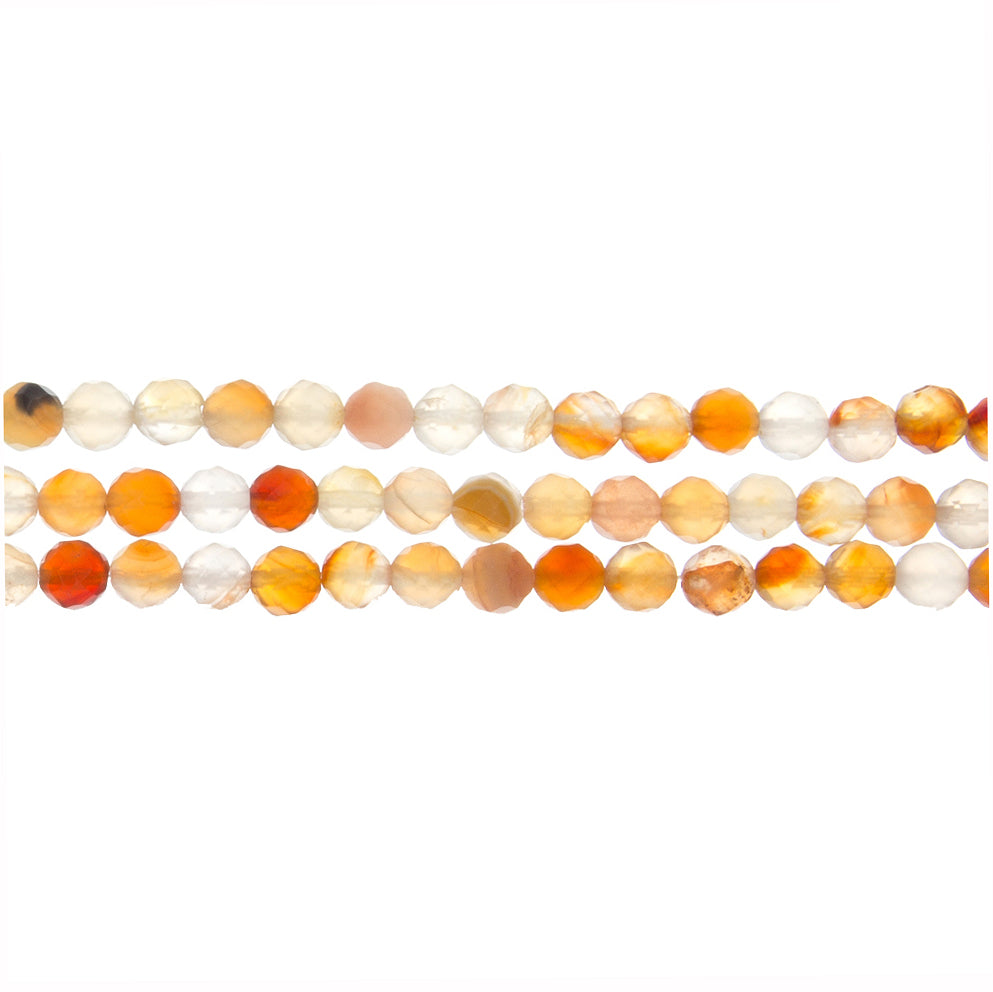 CARNELIAN FACETED ROUND 8 MM STRAND