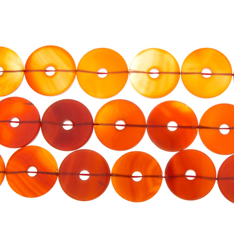 CARNELIAN DONUT 27 MM X 2.3MM STRAND