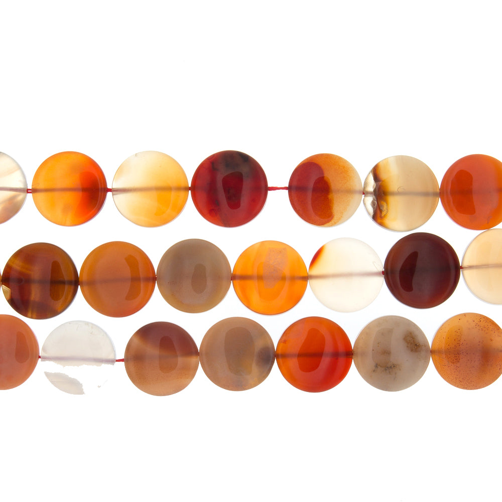 CARNELIAN COIN 18MM STRAND