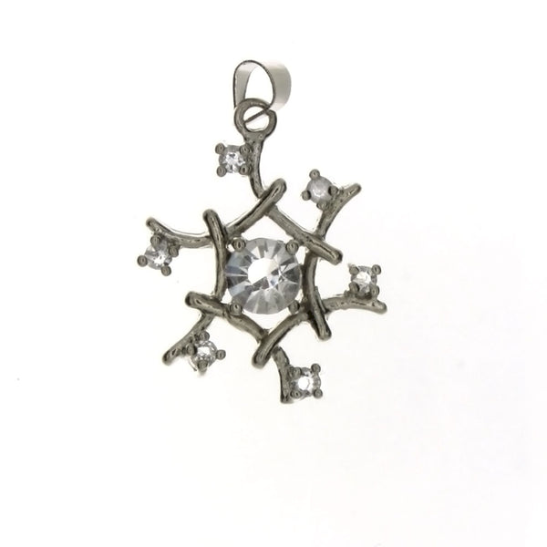 CUBIC ZIRCONIA SNOWFLAKE 20 X 26 MM PENDANT