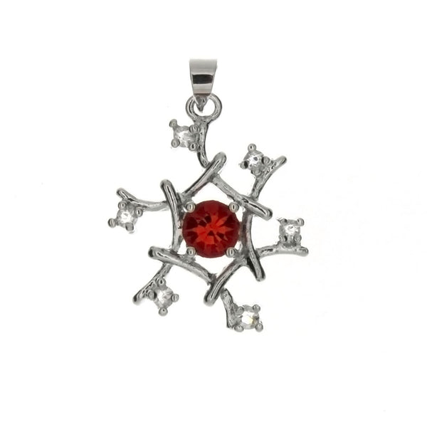 CUBIC ZIRCONIA SNOWFLAKE 20 X 26 MM PENDANT