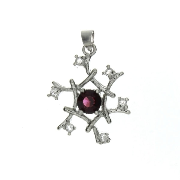 CUBIC ZIRCONIA SNOWFLAKE 20 X 26 MM PENDANT