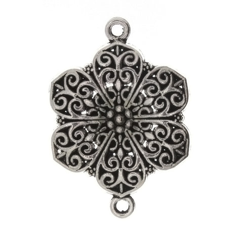 BEAD CONNECTOR CHARM FLOWER 30 X 40 MM PEWTER FINDING