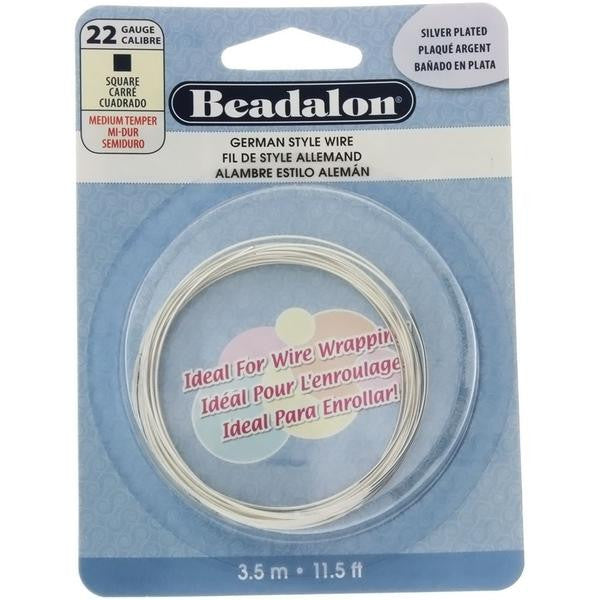 BEADALON 22 GAUGE SQUARE SILVER WIRE (3.5 M)