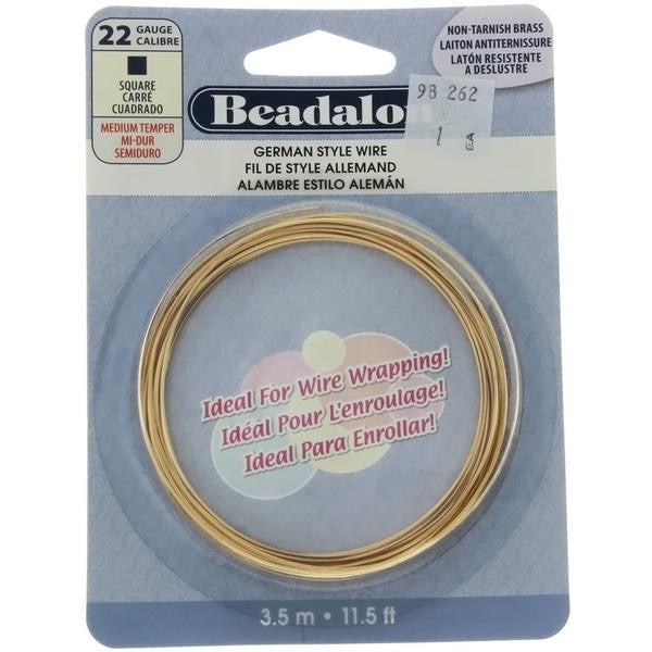 BEADALON 22 GAUGE SQUARE GOLD WIRE (3.5 M)