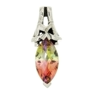 CZ Marquise Multi 8 X 15 mm Sterling Silver Pendant