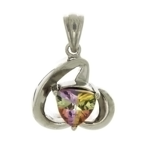CZ Heart Multi 25 mm Stealing Silver Pendant