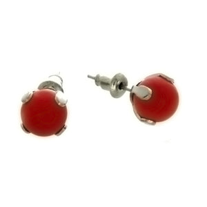 STUD BALL RED CORAL EARRINGS