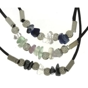 CORDED GEMSTONE VARIOUS CHIP NECKLACE (3)