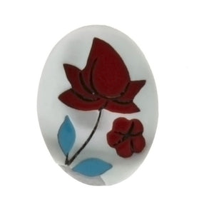 NATURAL MOTHER OF PEARL INLAY FLOWER RED CABOCHONS