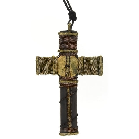 CORDED CHARM CROSS NECKLACE