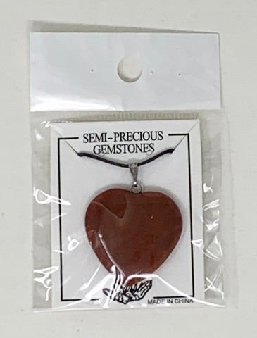 Corded Gemstone Carnelian 30mm Heart Necklace