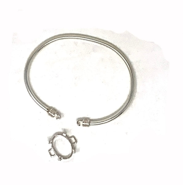 Cabochon Setting Sterling Silver Bracelet Fits 13 x 18 mm Oval Cabochon