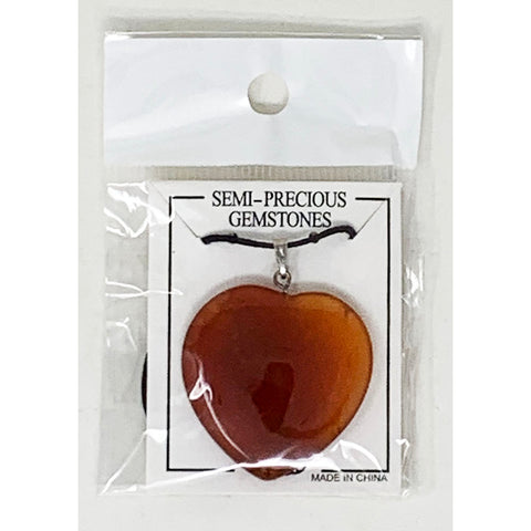 Corded Gemstone Carnelian 35mm Heart Necklace