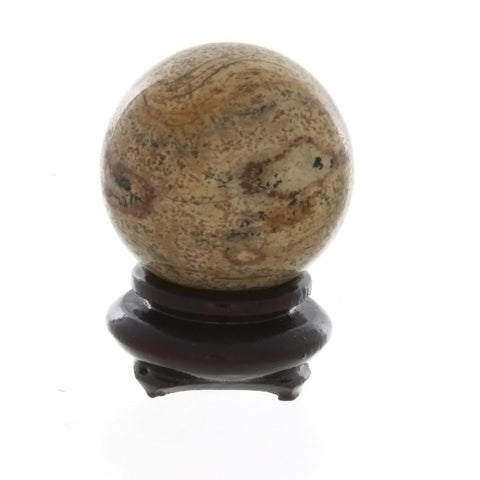 SPHERE GEMSTONE PICTURE JASPER 30 MM (W/ STAND)