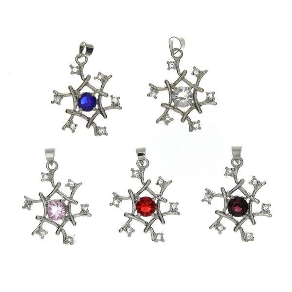 CUBIC ZIRCONIA SNOWFLAKE 20 X 26 MM PENDANT