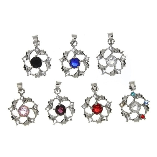 CUBIC ZIRCONIA PINWHEEL 17 X 21 MM PENDANT