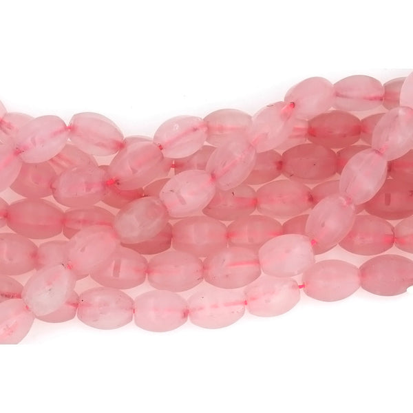 QUARTZ ROSE MELON ETCHED 9 X 14 MM STRAND