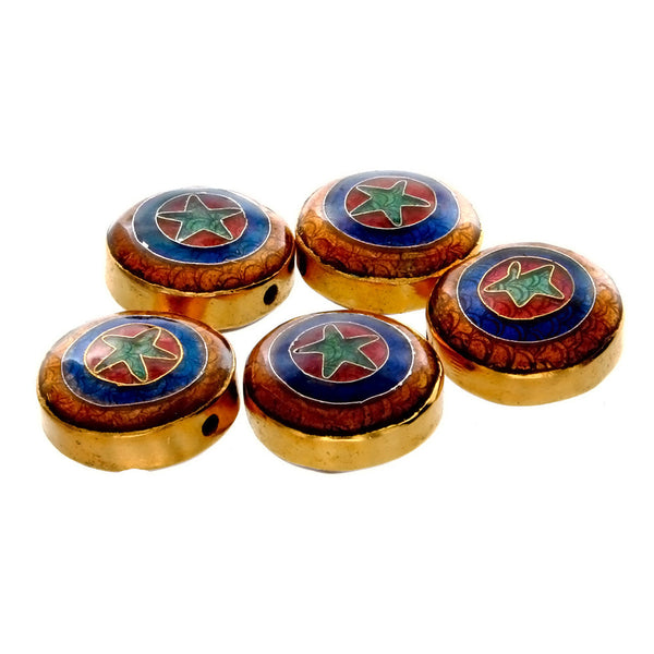 CLOISONNE COIN STAR 5 X 11 X 20 MM LOOSE (5 PC)