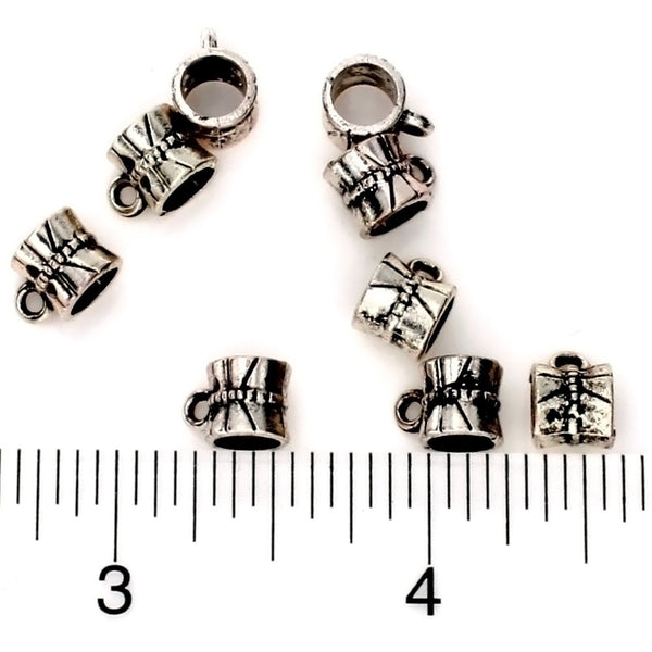 Pewter Tube Charm Bail Bundled Scroll design