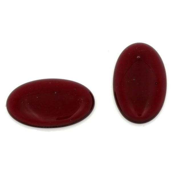 GLASS GARNET CABOCHONS (8)