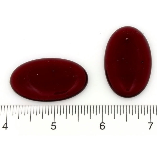 GLASS GARNET CABOCHONS (8)