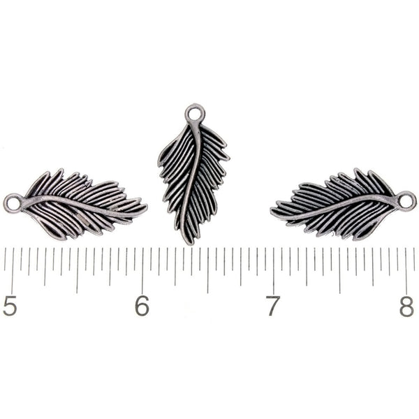 NATURE FEATHER 15 X 28 MM PEWTER CHARM