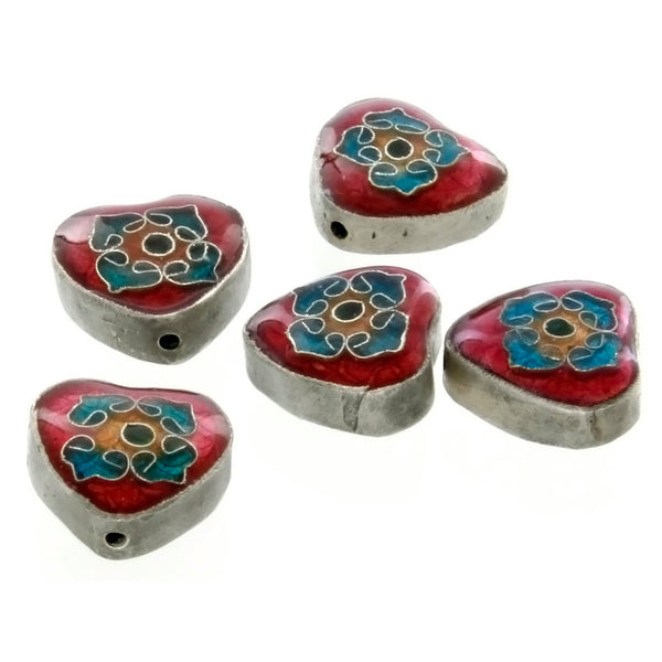 CLOISONNE HEART 8 X 16 MM LOOSE (5 PC)