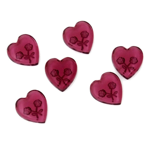 GLASS HEART 11 X 12 MM PENDANT (6)