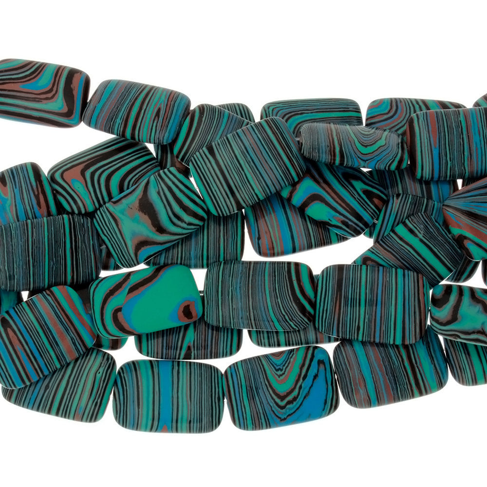 CALSILICA TEAL RECTANGLE 19 X 29 MM STRAND