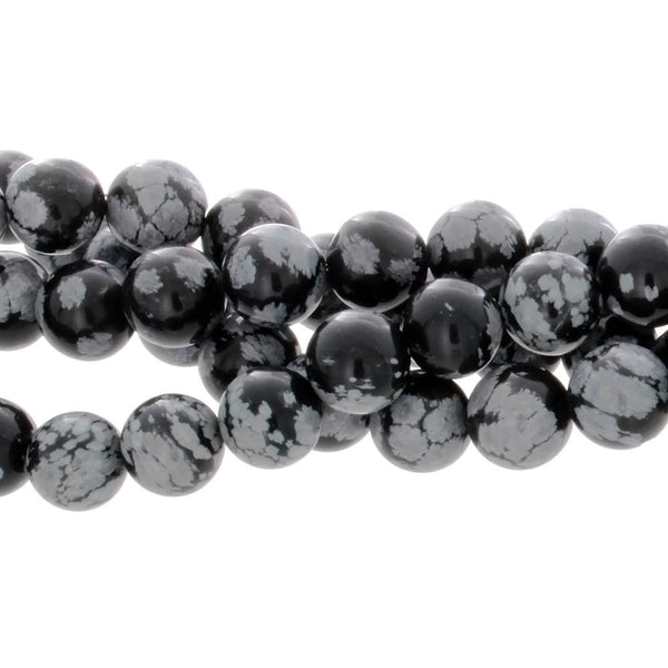 OBSIDIAN SNOWFLAKE ROUND 10 MM STRAND