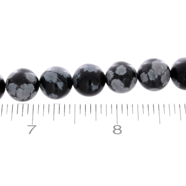 OBSIDIAN SNOWFLAKE ROUND 10 MM STRAND